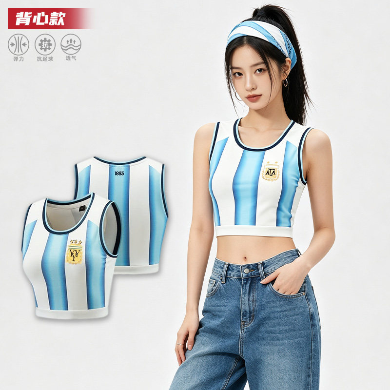 2026 World Cup Football Cheerleader Uniform Short Top T-Shirt Sexy Women's Jersey Cheerleading Short-Sleeve Performance Outfit