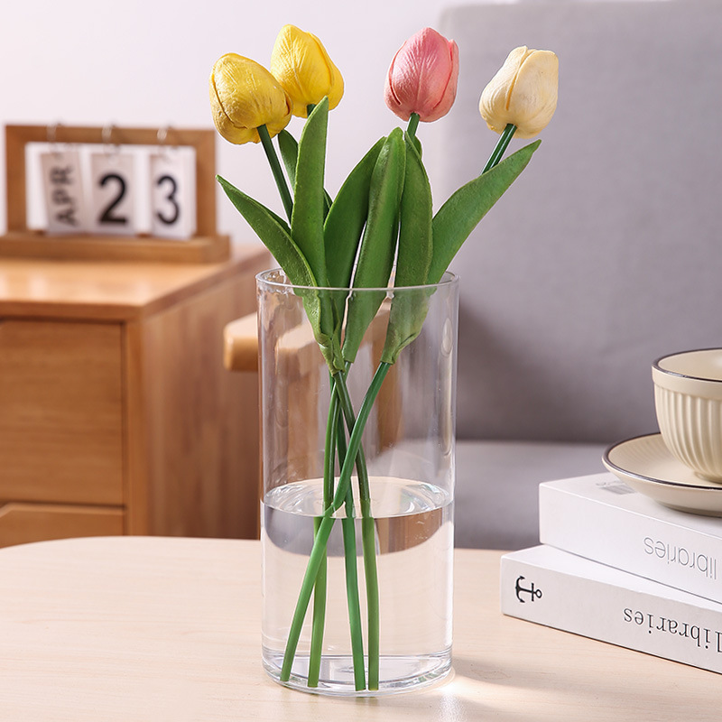 Jarrón transparente anticaída, cubo para flores, recipiente hidropónico de bambú para cultivo en agua, recipiente hidropónico de plástico acrílico anticaída