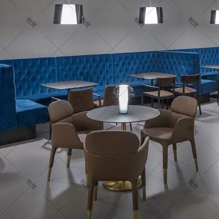 Almacenamiento sofá de madera sólida sofá curva de forma especial contra la pared cafetería cadena de tiendas restaurante comercial exclusivo transfronterizo