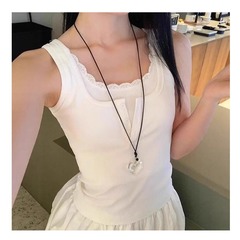 Pure Desire 韓国レースフェイクツーピース I 字型ベスト 2025 女性の痩身ホットガールショートアウタートップ