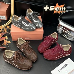 内增高5cm~不累脚复古德训鞋女2025秋季新款休闲运动软底阿甘板鞋
