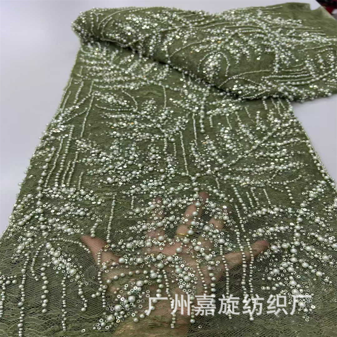 5 yardas teñidas hojas esquinillas burbujas bordadas de perlas europeas y americanas tela bordada encaje vestido de boda falda tela de vestido de escenario
