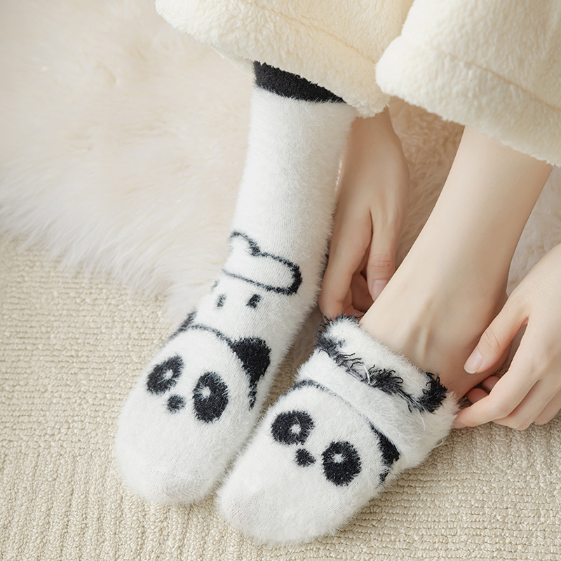 Cartoon velvet demi-season keep warm cute socks for pregnant