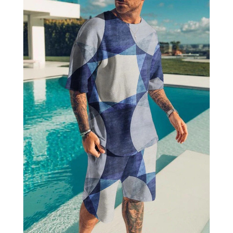 Suit de camiseta de hombre de estilo deportivo impresión digital impresión de ropa de trabajo Aliexpress suministro de mano 3D manga corta