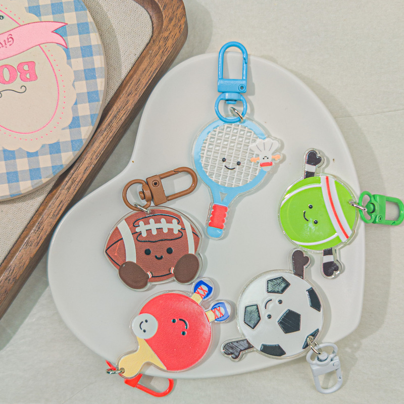 Colorful M31 Cartoon Keychain with Bells for Badminton, Table Tennis, Soccer, Rugby, Headphones, Backpack, and Tennis