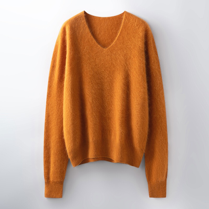 V-Neck Pullover Wool Cashmere Knitwear Loose Brushed Knitwear Pure Color Loose Versatile Knitwear Lazy and Skin-Friendly V-Neck Pullover Wool Cashmere Knitwear Loose Brushed Knitwear Pure Color Loose Versatile Knitwear Lazy and Skin-Friendly