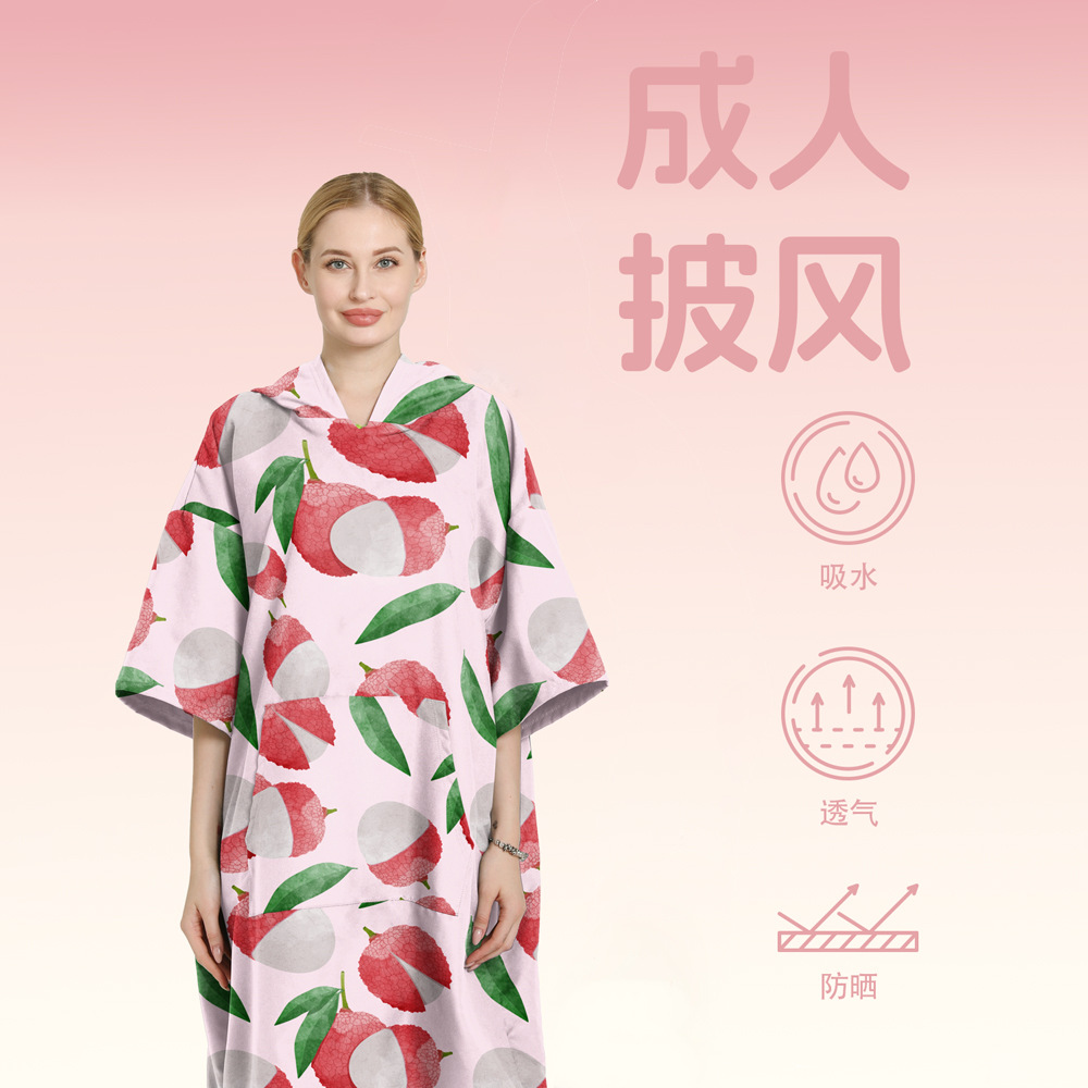 Toalla de baño para adultos con capucha de microfibra Toalla de baño de playa absorbente de secado rápido bata de baño de terciopelo de doble cara