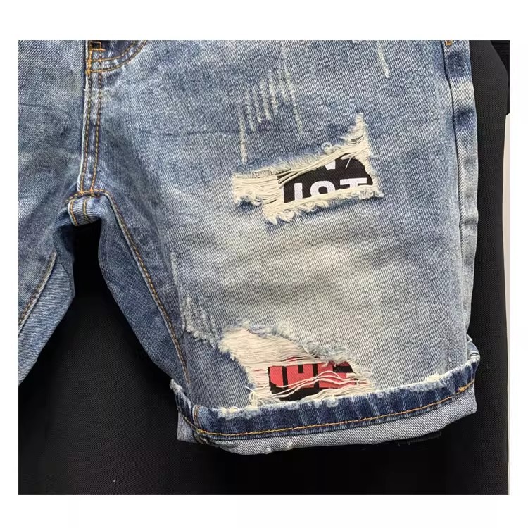 Men's Loose Fit Ripped Distressed Denim Shorts Summer Casual Retro Trendy Five Point Versatile_mkmklike.com