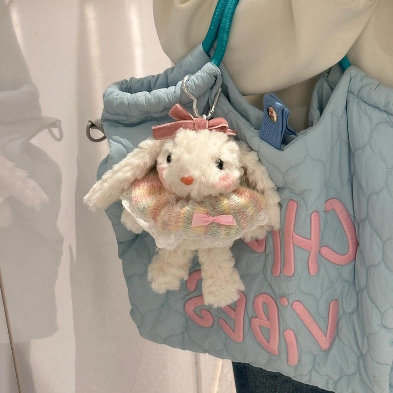 垂れ耳のウサギの蝶のカバンのペンダントの王女のスカートのぬいぐるみのキーホルダーのかわいい漫画のウサギのぬいぐるみ|undefined