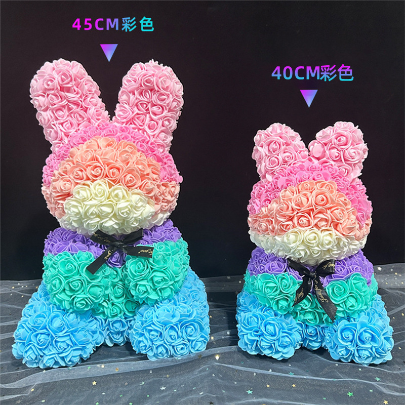 Flor eterna Rose Rabbit 520 Día de San Valentín Regalo de la madre Regalo de cumpleaños para novia Navidad Flor artificial creativa