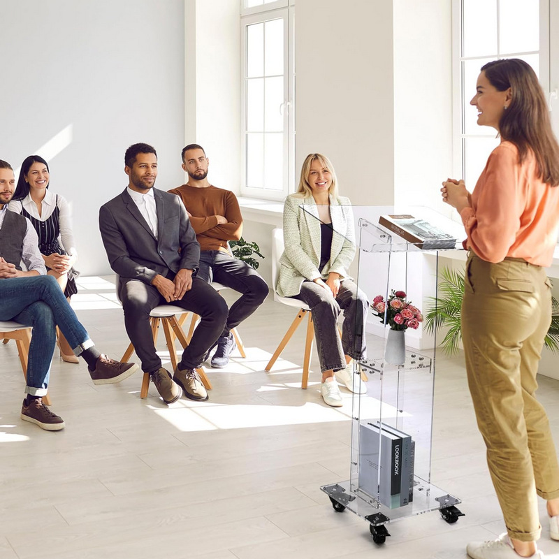 亚克力讲台主持台颁奖台演讲台可拆装迎宾台会议台七彩变色签约台