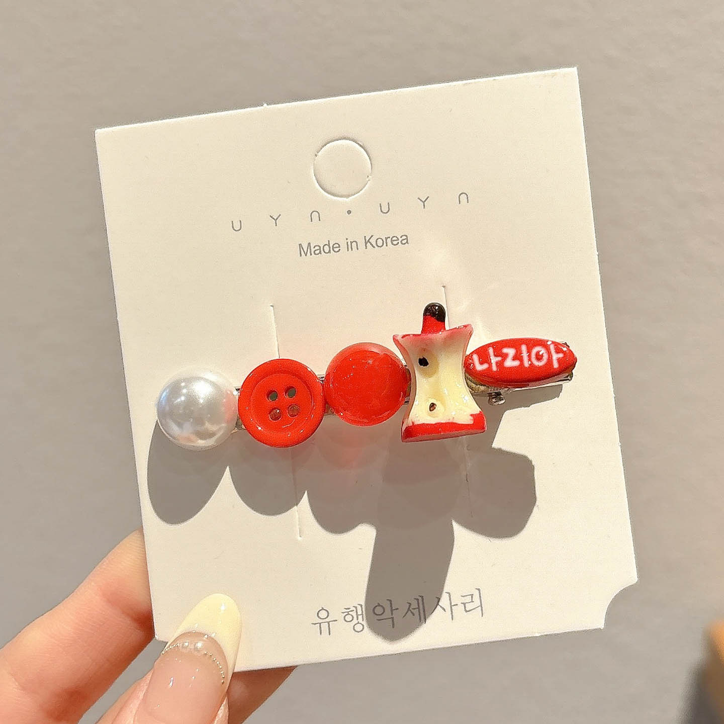 2#작은 사과 단추 빨간색 라벨 - 약 5.8cm