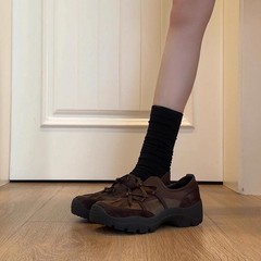 小众芭蕾风蝴蝶结运动乐福鞋女复古绒面一脚蹬厚底小皮鞋玛丽珍鞋