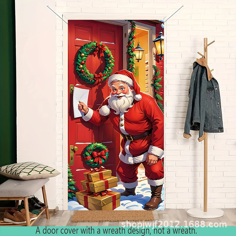 TEM Amazon transfronterizo nueva decoración de la cubierta de la puerta de Navidad rojo Santa Claus regalo cubierta de la puerta ambiente festivo fiesta