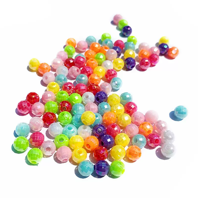 镀彩地球面直孔珠子 史莱姆水晶泥填充配件 diy手链项链串珠材料
