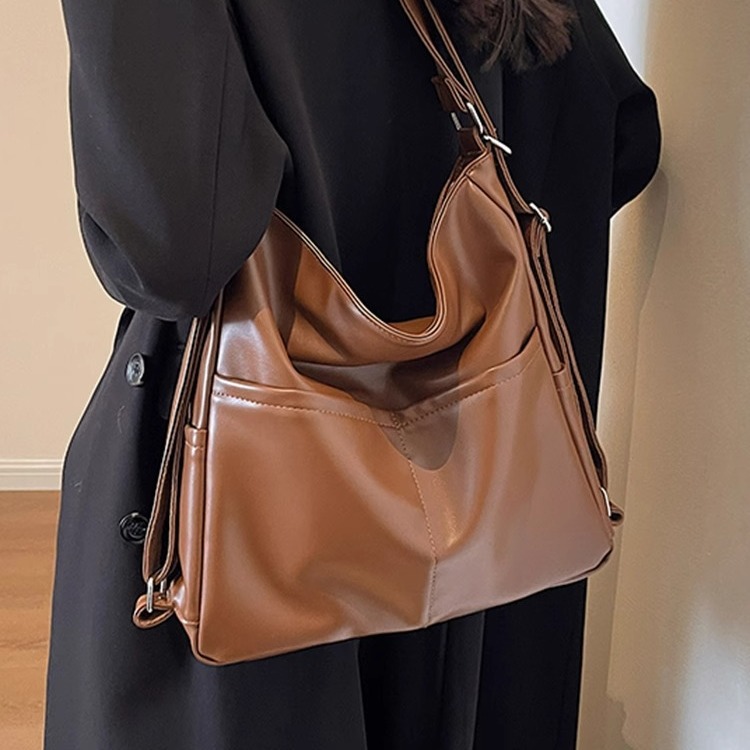 PU Leather Waterproof Backpack & Crossbody Bag for Women, 2-in-1 Commuter Tote Bag, 2025 New Style Shoulder Bag for School