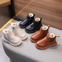 女童马丁靴2025秋冬新款小男孩时尚百搭儿童短靴宝宝软底男童皮靴