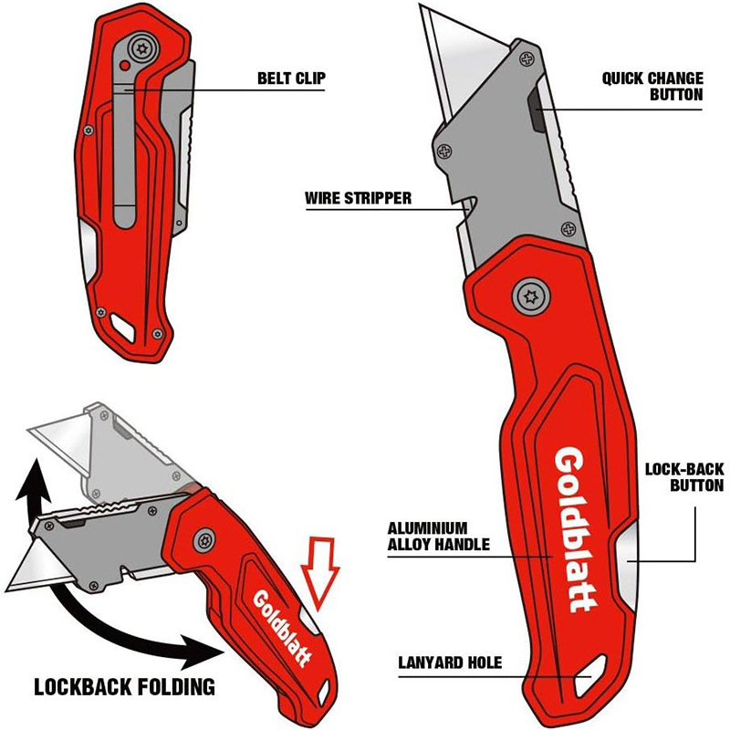 U.S. sólido Baxter cuchillo plegable pesado para uso general, portaherramientas engrosadas industriales, cuchillas para cortar papel, cuchillas para uso general, papel tapiz, papel tapiz