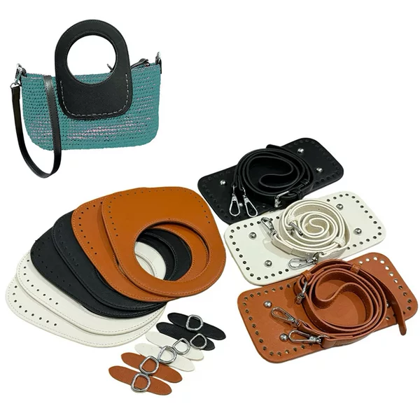Hand-Woven Bag Leather Accessories Crossbody Straw Bag Water Grass Satchel Woven Bag Vacation Beach Bag DIY Material