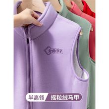 香芋紫工作服马甲定制印logo秋冬团体奶茶店服务员摇粒绒工装背心