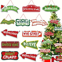 クリスマスMerryChristmasクリスマスツリー木製標識ストラップ吊り下げパーティー装飾用品