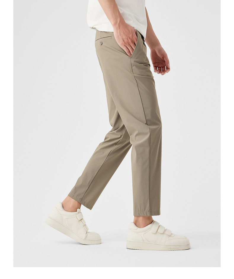 Quần kaki nam công sở ống đứng dáng suông, chất liệu lụa mát mặc mùa hè — Màu đen chi tiết 10