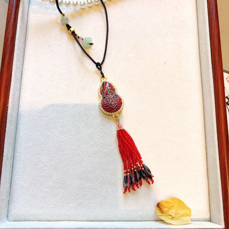 【成品】纯手工宋锦葫芦吊坠挂件古风挂坠项链女国风新中式配饰|undefined