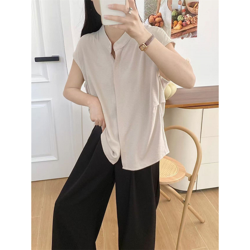 New Fashionable and Stylish Design, Casual and Versatile Stand-Up Collar Sleeveless Shirt, Elegant and Slimming, Commuter Style Women's Shirt New Fashionable and Stylish Design, Casual and Versatile Stand-Up Collar Sleeveless Shirt, Elegant and Slimming, Commuter Style Women's Shirt