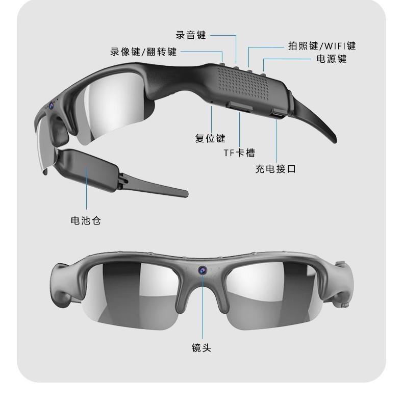 跨境新品1080P高清眼镜骑行运动相机WIFI手机互联录音录像摄像机|undefined