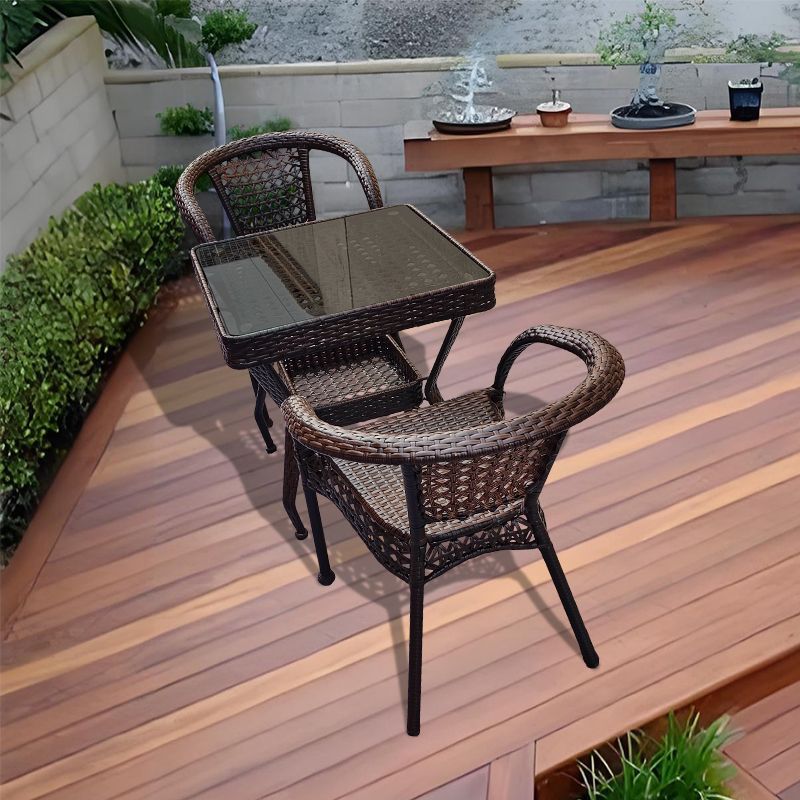 인기 추천 의자 2개 + 투명 유리가 있는 63제곱 테이블(쿠션 포함)