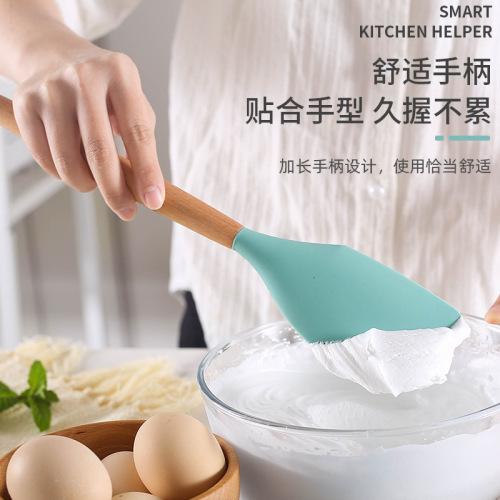 Kitchen supplies silicone wooden handle kitchen utensils 11-piece 12-piece set spatula soup spoon colander non-stick spatula spoon high temperature resistance