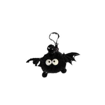 Llavero de peluche con forma de diablillo de Halloween, con pompón de piel sintética de visón, colgante de elfo, calavera