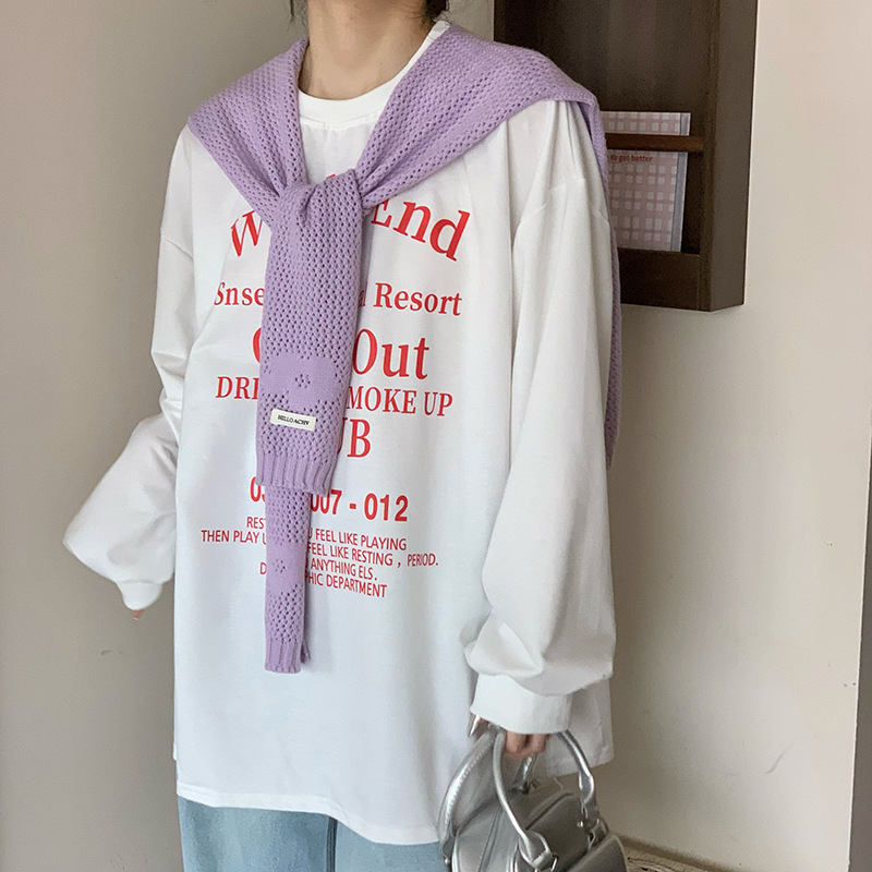 Sopa de punto de alta sensación nueva camisa de estilo extranjero falso cuello de moda universal sopa de punto cruzado con hombros pequeños