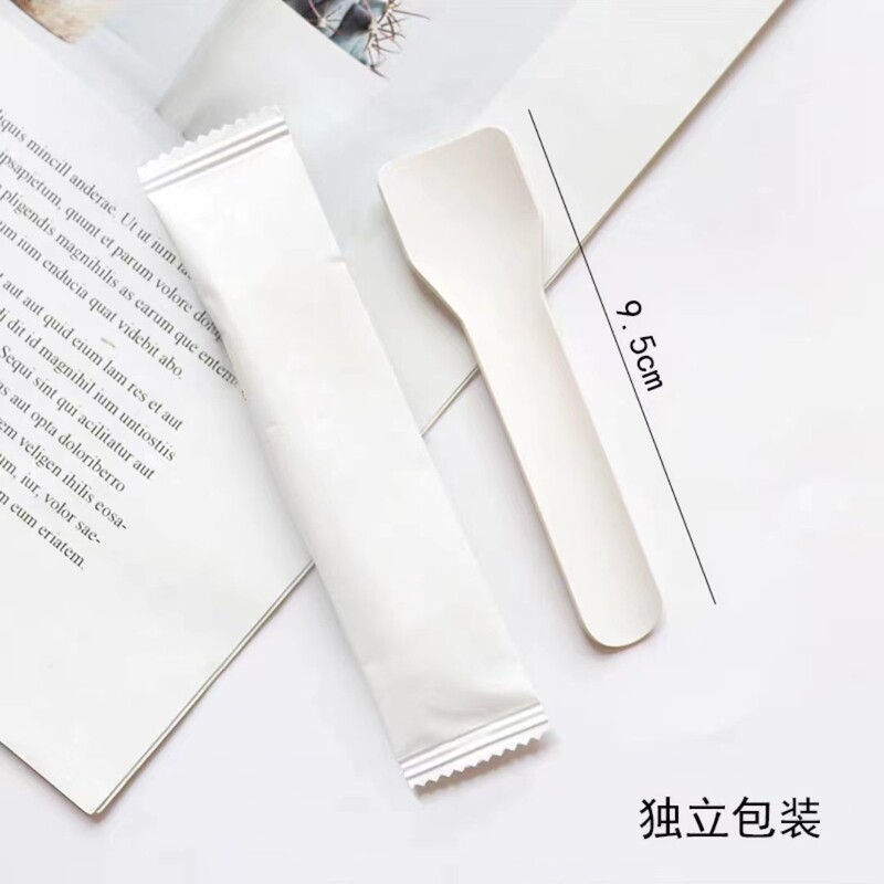 Individually Packaged Ice Cream Paper Spoons, Food-Grade Pudding Paper Spoons, Ice Cream-Specific Cake Tasting Spoons, Desserts