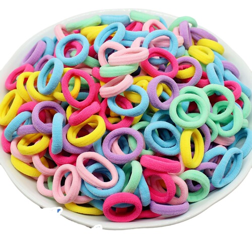 100 Pack 2cm Colorful Elastic Hair Bands for Kids with No-Sew Towel Material Hair Ties