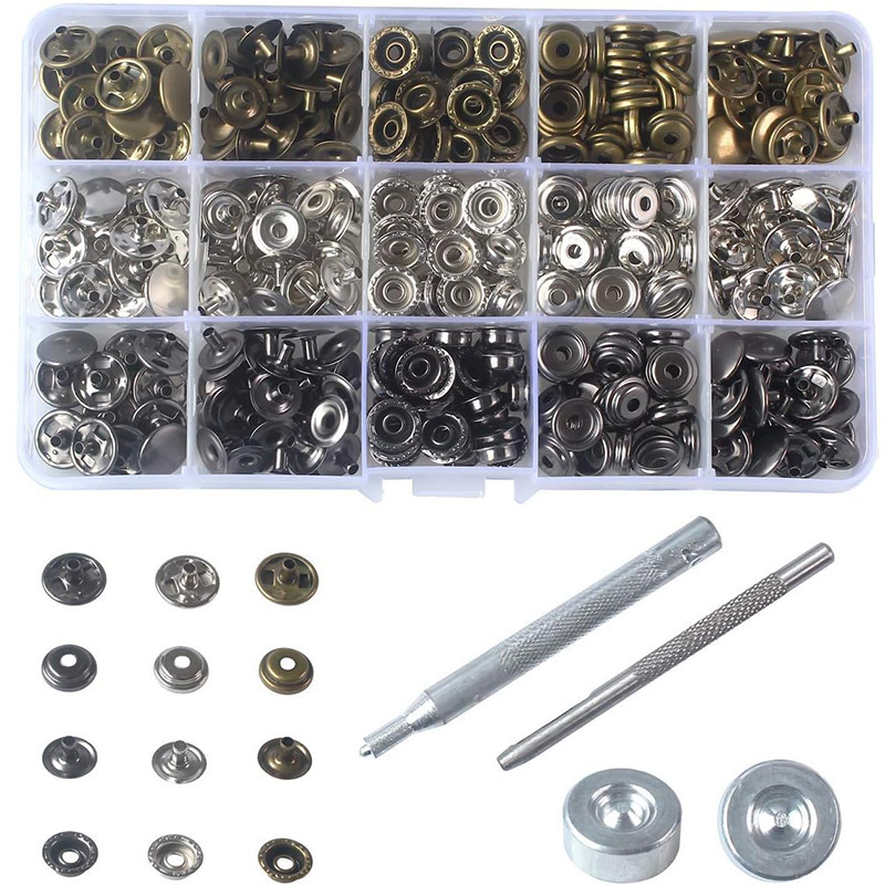 633メタル四つ折りボタン、衣料品アクセサリー、12.5MM純銅ボタン、取り付け工具セット、箱入り、在庫あり|undefined