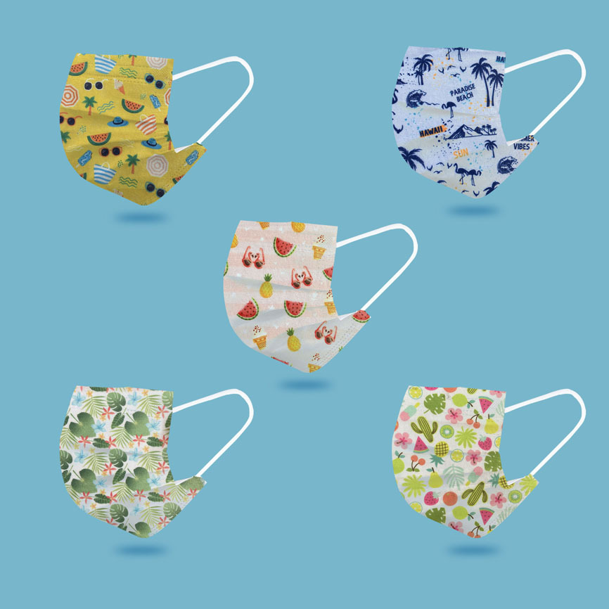沙滩风一次性印花亲子口罩含熔喷时尚口罩 disposable face mask