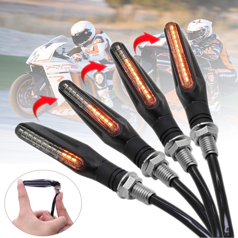 Factory Direct Sale 12Led Motorcycle Sequential Turn Signal Light 335 Strip-Shaped Sequential Turn Signal Light with Running Mode