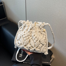 小众设计女士单肩包棉绳钩针包复古风都市百搭单肩女包斜跨编织包