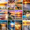 Cross border 5D Full bore Diamonds wholesale Scenery Sunset Seaside Sandy beach Diamonds diy a living room Masonry Decorative painting