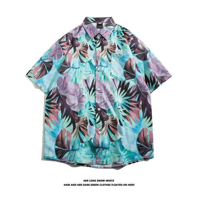 Camisa con botones de solapa suelta de manga larga de todo fósforo de la calle para hombres Venta caliente Flor colorida Impresión digital 3D