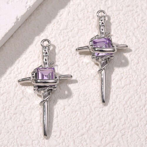 Fashion Violet Series Alloy Polaris Cross Love Pendant DIY Necklace Earrings Jewelry Accessories