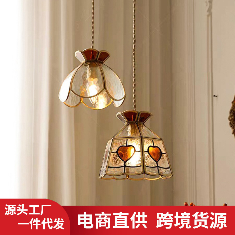 Japanese Retro Brass Bay Window Chandelier Tiffany B&B Bedroom Study Restaurant Bar Stained Glass Chandelier Japanese Retro Brass Bay Window Chandelier Tiffany B&B Bedroom Study Restaurant Bar Stained Glass Chandelier