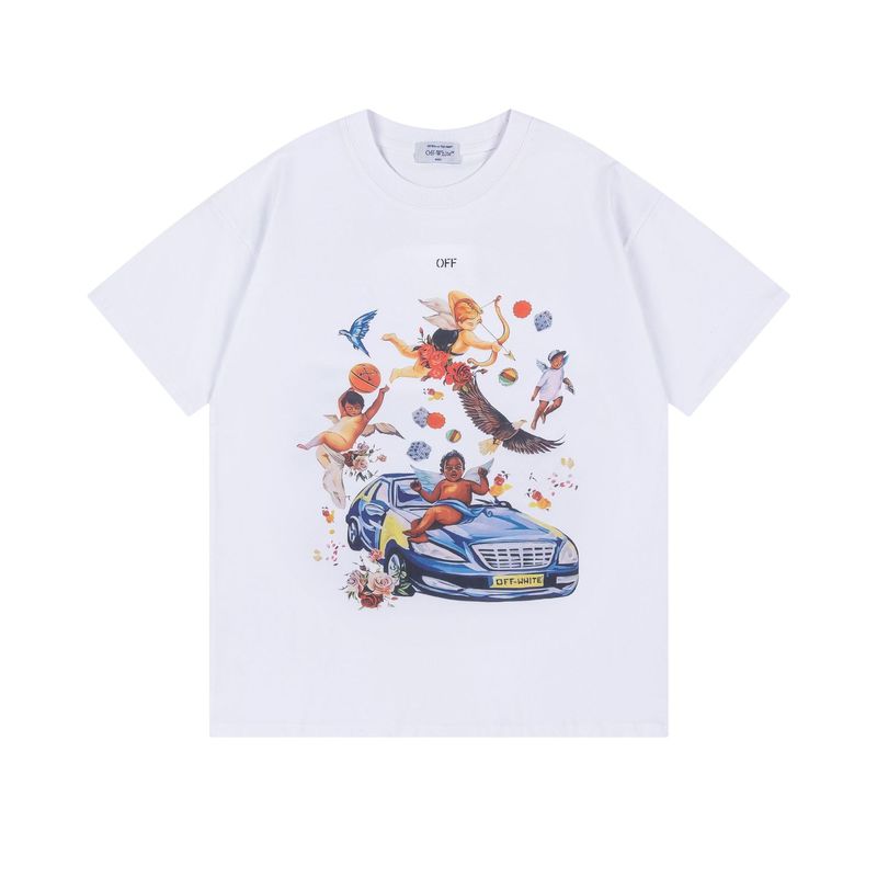 トレンディな漫画落書き油絵矢印半袖男性と女性ルーズカップル OFW 純綿半袖 Tシャツ夏 mk ゼブラ|undefined