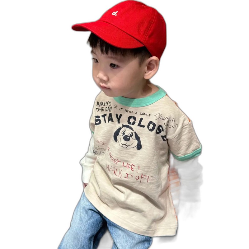 男童长袖T恤儿童春秋装2025新款假两件打底衫女宝宝薄款字母上衣3|undefined
