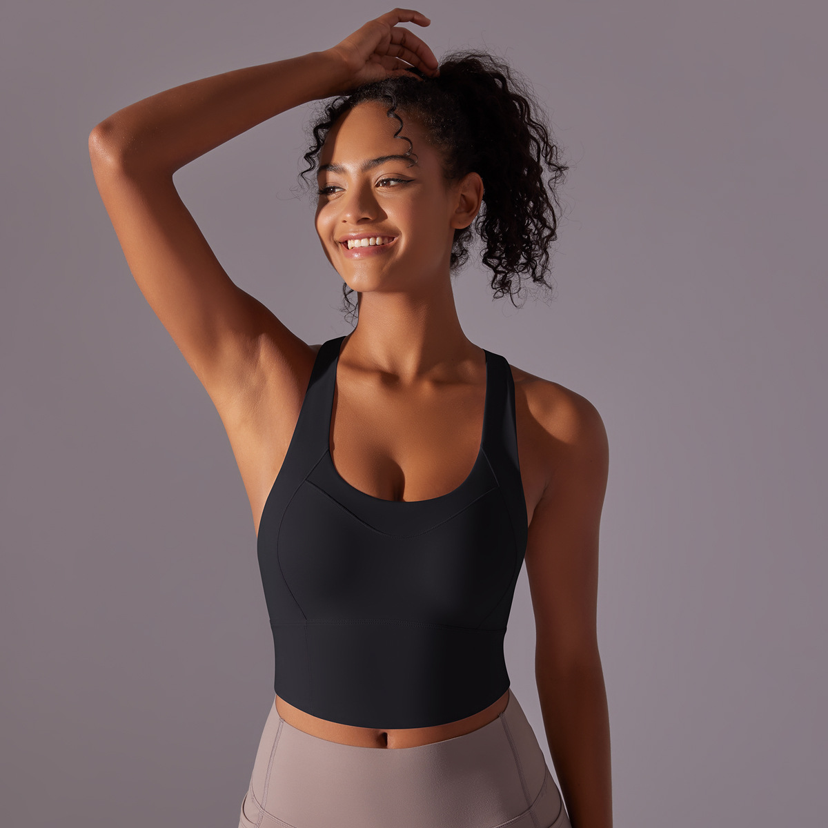 140g Weight Sleeveless Sleeve Length Nylon, Cotton Blend Fabric Type Short Top Length Halter Crisscross Tank Tops Type Fitness, Yoga Occasion Strap Neckline Solid Color Pattern Sports Style Sports Solid Color Nylon Cotton Blend Strap Active Tops Halter Crisscross Tank 43