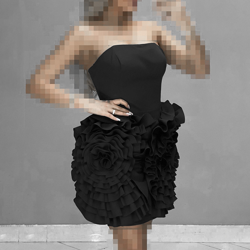 Foreign Trade Cross-Border European and American New Multi-Color Tube Top Tight Sexy Socialite Bandage Long Skirt Dress