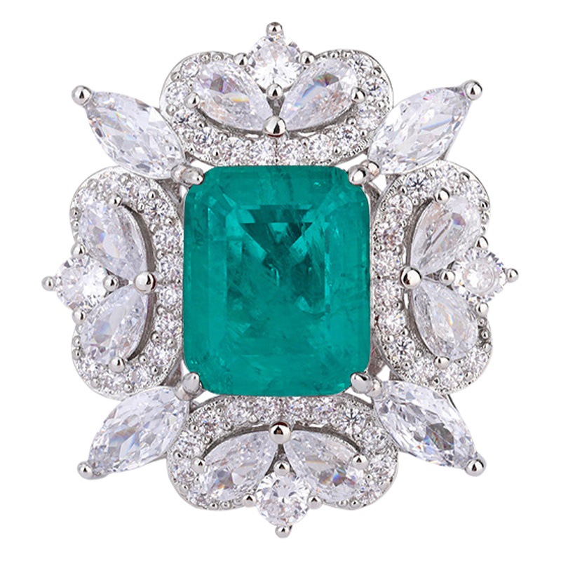 Zhuang Sheng joyería cobre Fondo chapado en oro Nueva simulación abuela verde rectangular luz textura de lujo traje 10*12-7*9