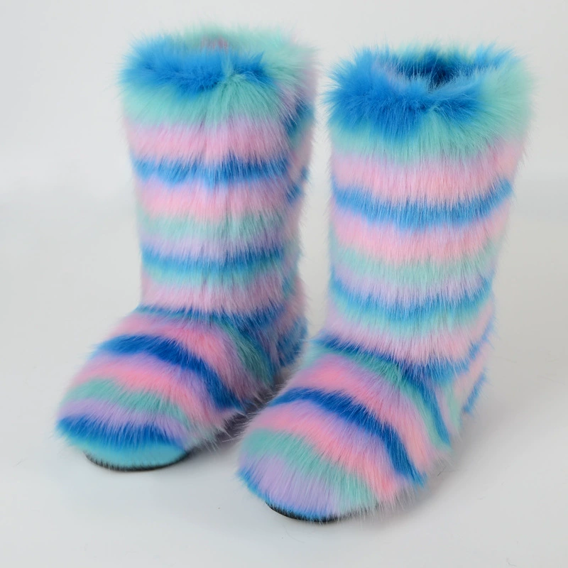 Mid‑calf warm boots, European style, high‑quality faux‑fur mid‑length, sizes 36–46