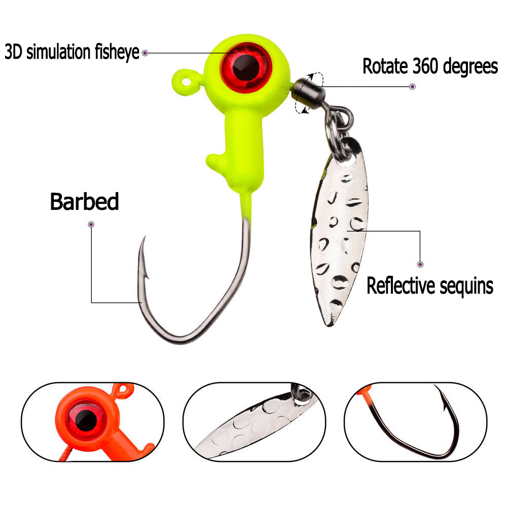 Amo con testa in piombo da 3,5 g Luya Bait con paillettes, amo con testa in piombo simulato Big Eye con paillettes rotanti, fondo anti-appeso_voghion.com